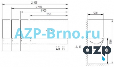 Мойка желоб подвесная AUL 03Z.LK AZP Brno Чехия (фото, схема) Мойка желоб подвесная AUL 03Z.LK AZP Brno Чехия (фото, схема)